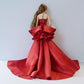 1/6 Scale Shimmer Strapless Evening Gown with Train, Couture Style, Fits 11-12 Inch Fashion Collectible Doll or 1/6 BJD (red)