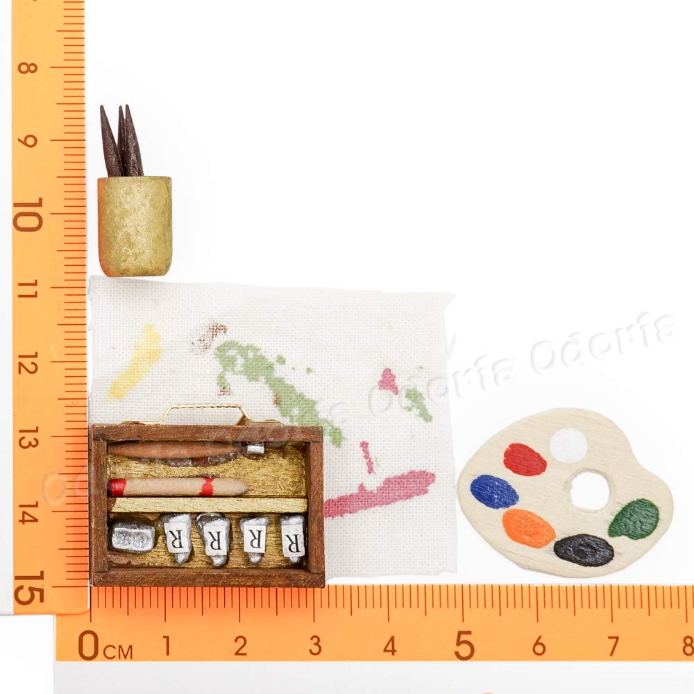 Odoria 1/12 Miniature Set of Paint Easel Dollhouse Decoration Accessories