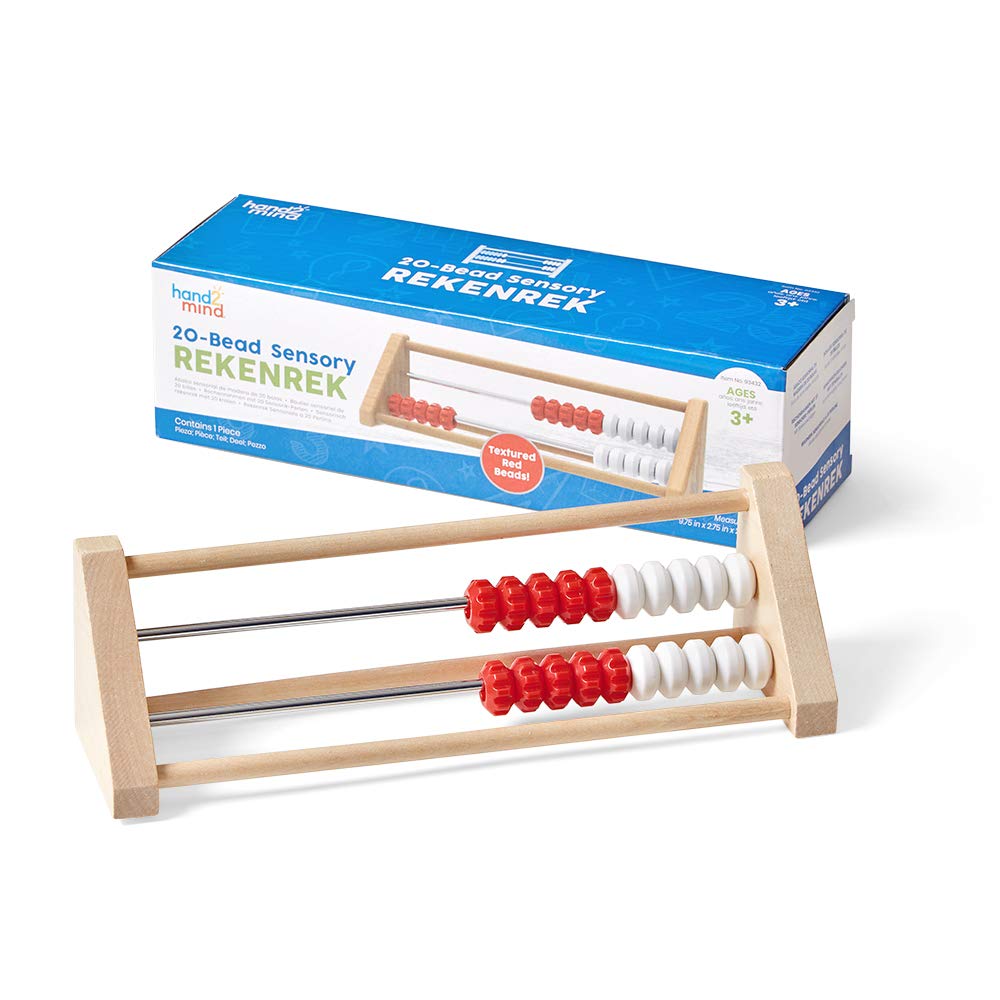 hand2mind 20-Bead Wooden Sensory Rekenrek, Number Rack, Abacus for Kids Math, Counting Beads, Math Counters for Kids, Educational Toys for Elementary