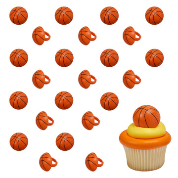 DECOPAC 3D Basketball Rings, Cupcake Decorations, Food Safe Cake Toppers - 24 Pack