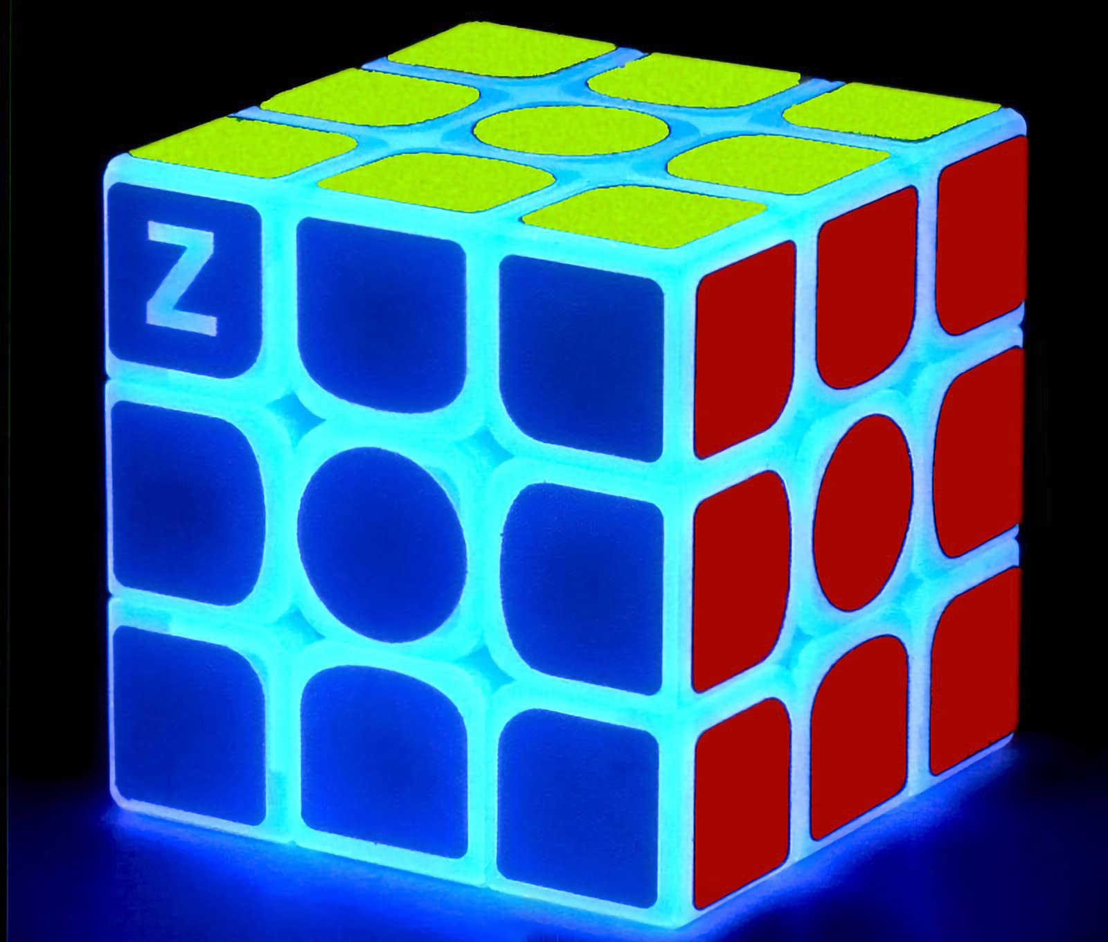AMAZA 3x3 Fluorescent Speed Cube 3x3x3 Glow in Dark Luminous Speed Cube 3 by 3 Magic Cube Puzzle Toy Brain Teasers IQ Puzzles Game Toys for Children