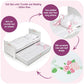 Badger Basket Doll Bed with Trundle and Bedding - Elegant White and Rose Bed for 18 to 20-Inch Dolls with Deluxe Mats and Pillows