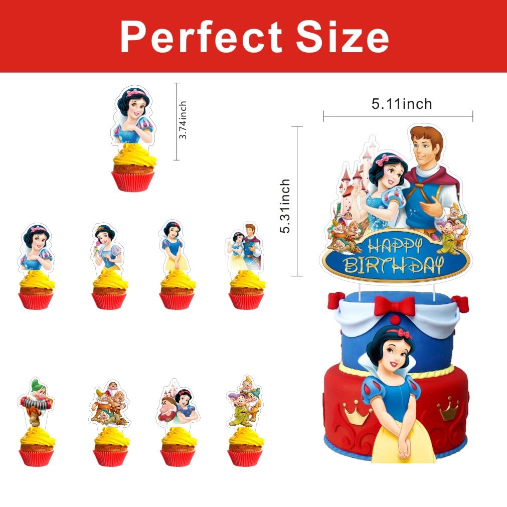 25Pcs White of Snow Cake Decorations with 24pcs Cupcake Toppers 1pcs Cake Topper for Girls Birthday Party Supplies