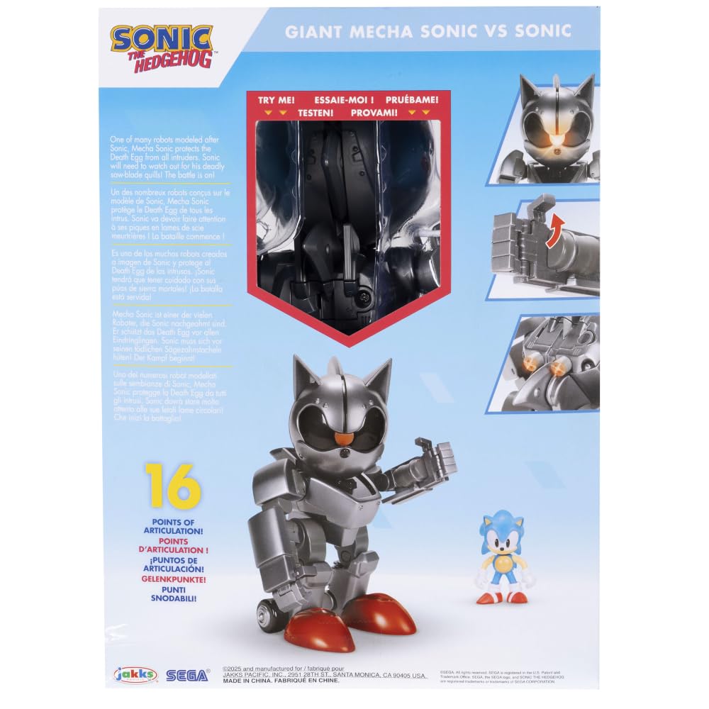 Sonic The Hedgehog - JAKKS Pacific - Giant Mecha Sonic Battle Set - Articulated Figures - Official Licensed - Kids Toy