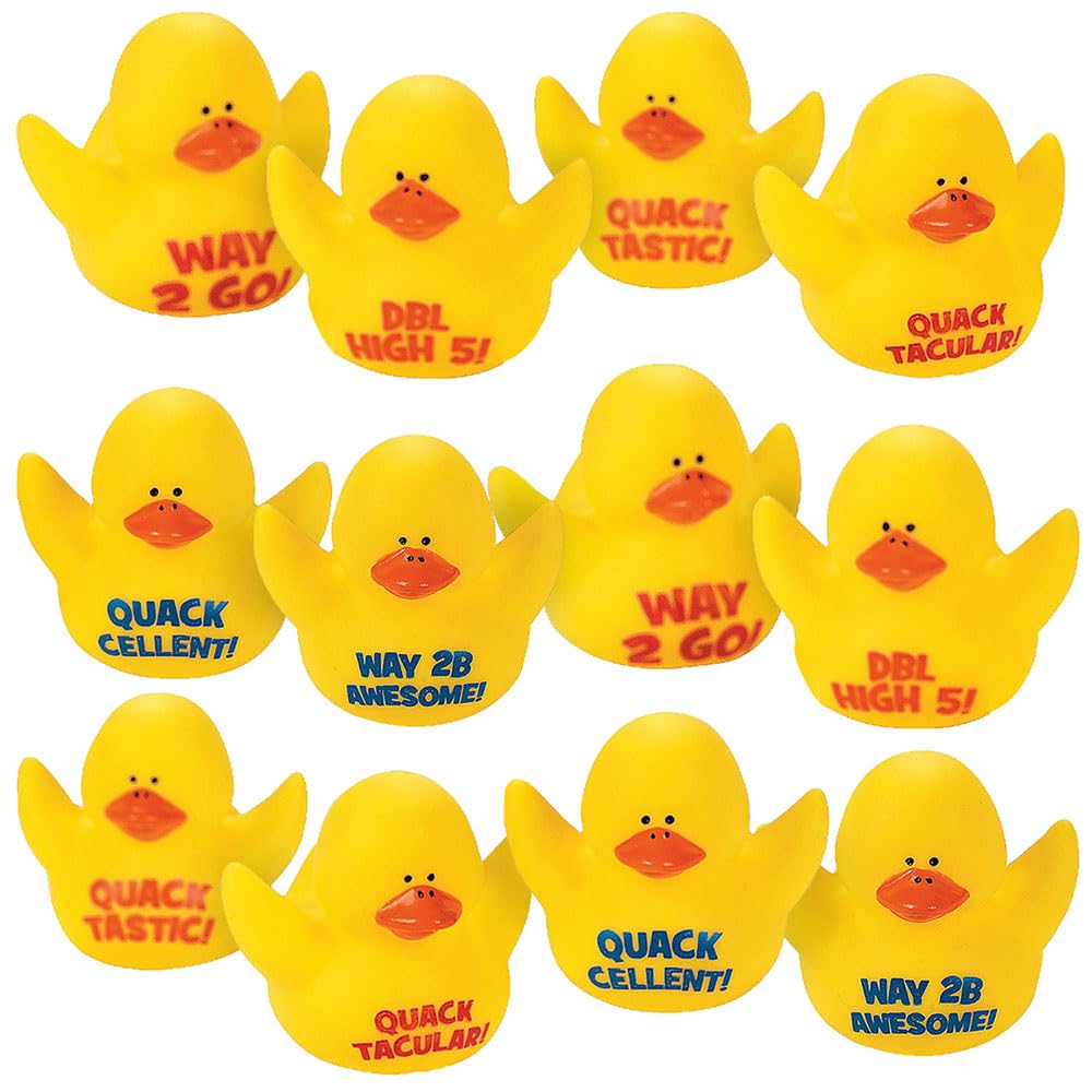 Fun Express Motivational Rubber Duckies - Fun & Engaging Positive Reinforcement Toys for Kids - Perfect for Classroom Rewards Party Favors Learning