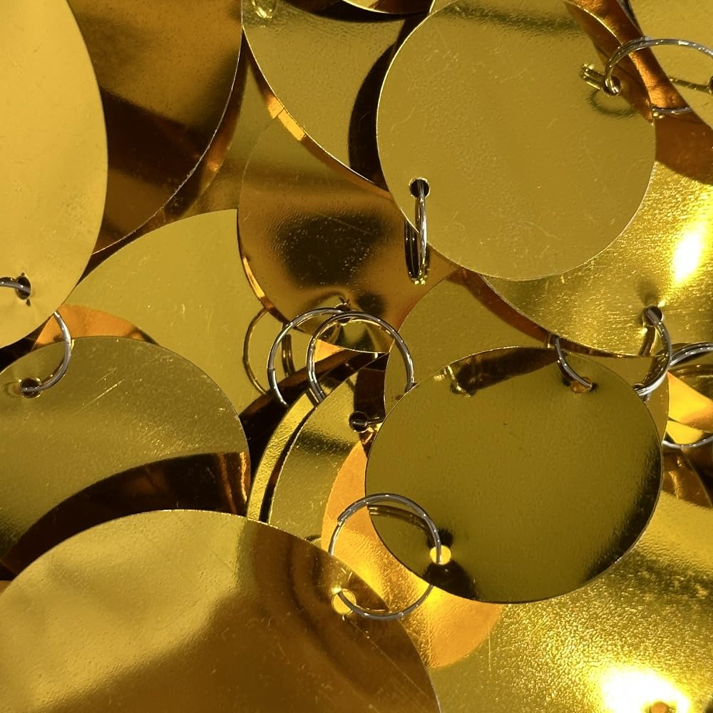 Gold Shimmer Wall Backdrop, 20 Packs Gold Sequin Curtain Circle Dots Garland for Wedding, Birthday, Bachelorette Party, 70s 80s 90s Theme Disco Party