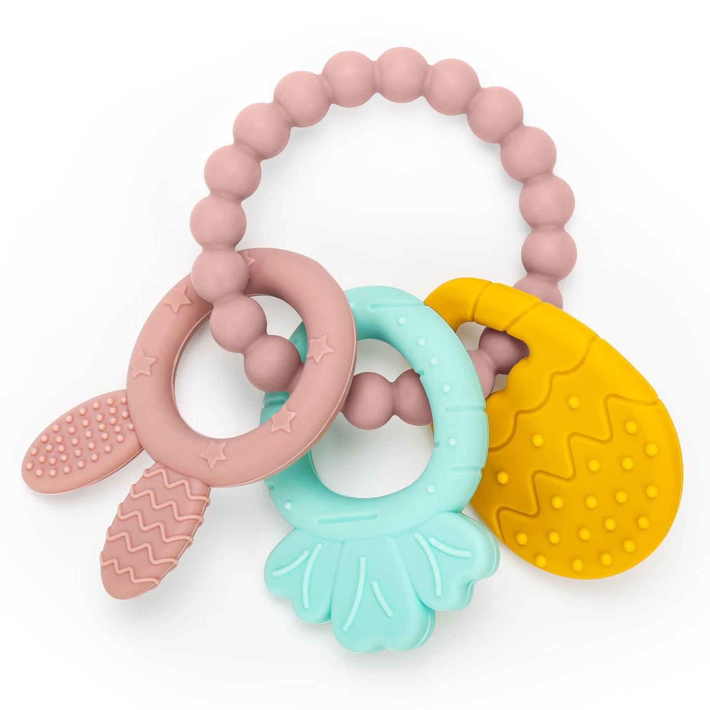 Easter Silicone Teething Toys, 3 Months+, Infant Baby Easter Basket Stuffers for Babies, Baby's Easter Egg Rabbit Carrot Teether Toy, Easter Gift