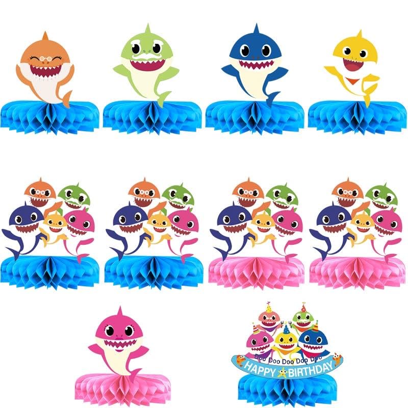 10 Pcs Shark Table Centerpiece,Honeycomb Centerpieces Table Toppers for Shark Birthday Party.