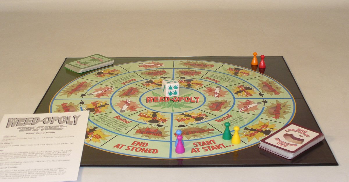 Play All Day Games Weed?Opoly Adult Board Game | Ages 21+ | Cannabis Trivia, Take?a?Hit Penalties, Tongue Twister Fun | Party Game Night | A lot