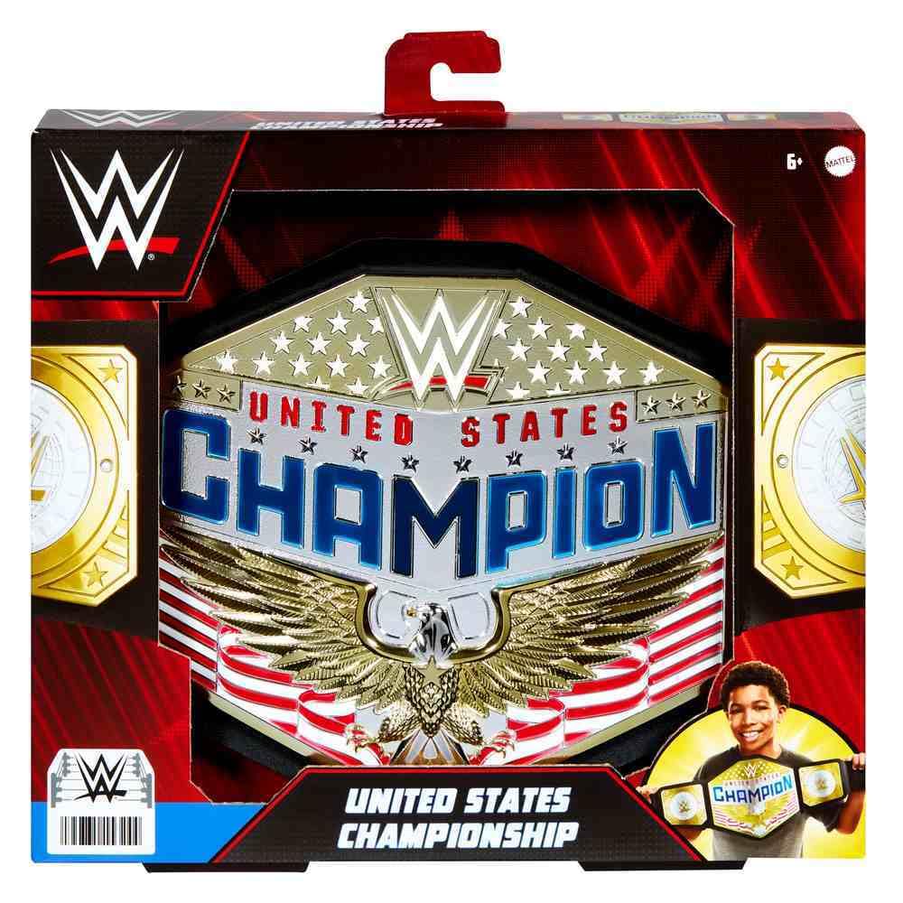 Mattel WWE United States US Championship Role Play Kids Title Belt, Authentic Styling with Adjustable Belt Ages 6 Years Old & Up, Youth, Black