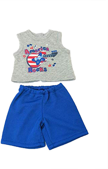 American Fashion World Boy’s America Rocks Shorts Set for 18-Inch Dolls | Premium Quality & Trendy Design | Dolls Clothes | Outfit Fashions for Dolls