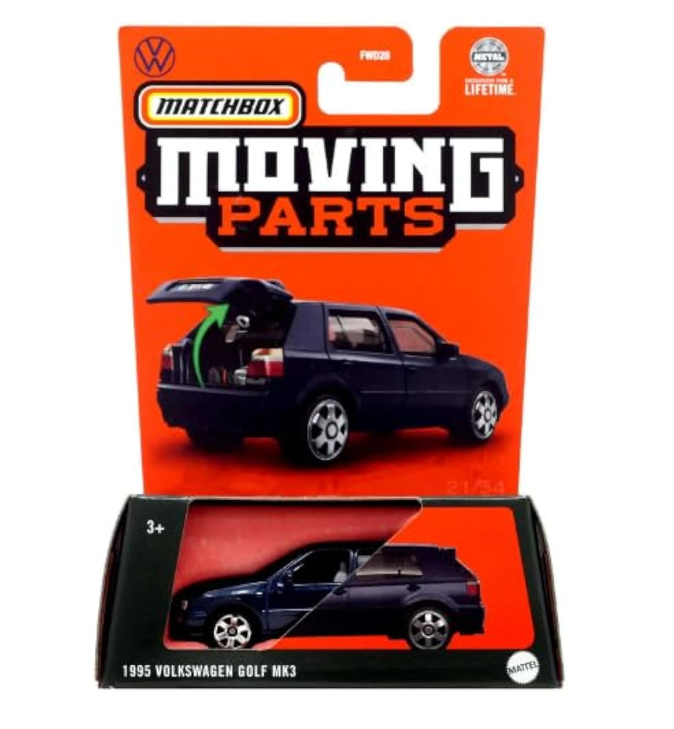 Matchbox 1995 Volkswagen Golf MK3 Moving Parts Model Car, Blue