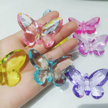 SPRMUD 10 PCS Big Size Butterfly Acrylic Gems, Colorful Shiny Crystal for Children Boys Girls Kids Decoration/Family/Party/School/Kindergarten