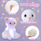 Houwsbaby 12'' White Musical Light Up Cat Stuffed Animal Kitty Plush Toy Singing LED Glowing Cat Plush Toy Christmas Festival Birthday Presents
