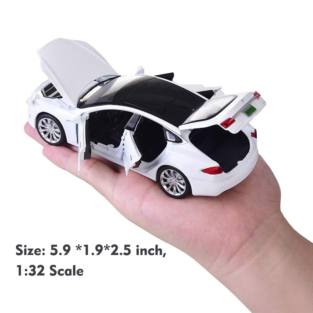 gidoyi Toy Car Model S Alloy Model Cars Pull Back Vehicles 1/32 Scale Car Toys for Toddlers Kids (White)