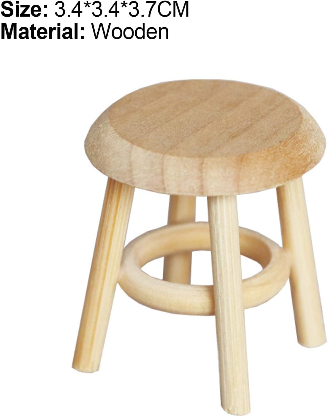 Wood Stool Lightweight Mini DIY 1:12 Miniature Dollhouse Stool for Living, Dollhouse Accessories