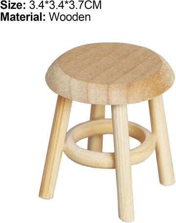 Wood Stool Lightweight Mini DIY 1:12 Miniature Dollhouse Stool for Living, Dollhouse Accessories