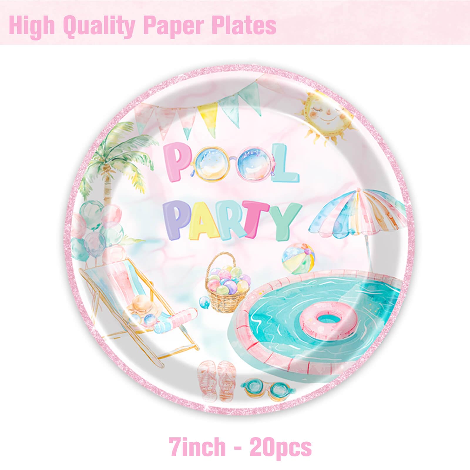 80pcs Pool Party Supplies Decorations, Summer Pool Dessert Plates Napkins Forks Tableware Summer Beach Hawaiian Theme Baby Kids Birthday Party Favors