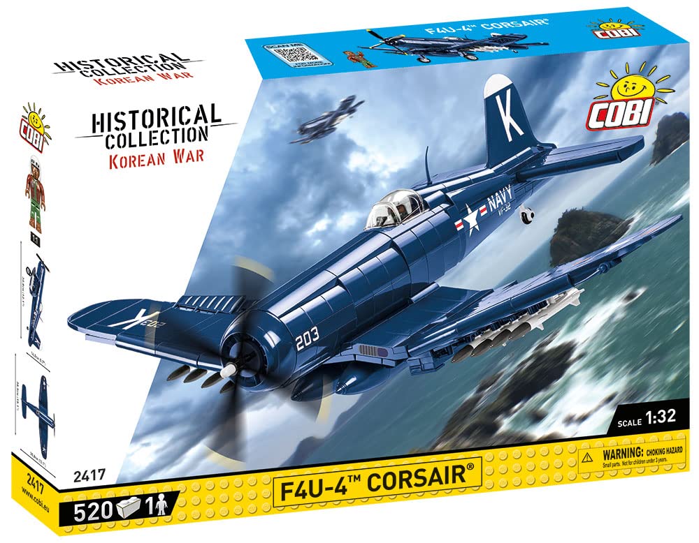 COBI Historical Collection Korean War F4U-4 ™ Corsair® Aircraft Building Set, 520 Pieces