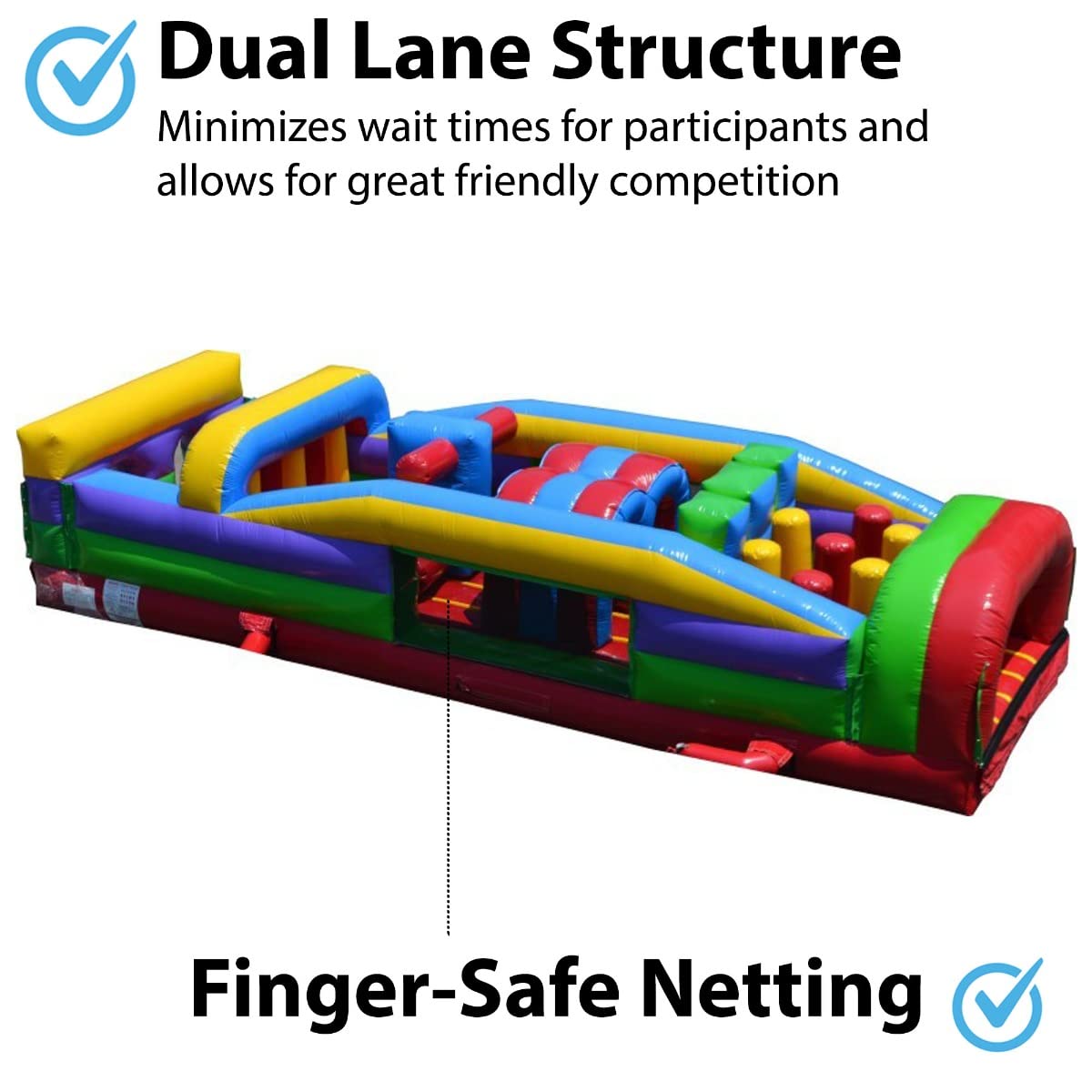 TentandTable 30FT Commercial 7-Element Inflatable Obstacle Course, Rainbow