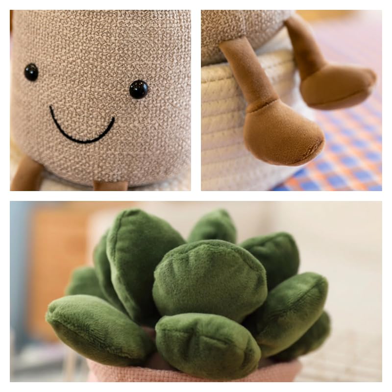 XIZHI 9.8" Succulents Plush Toy, Stuffed Potted Plants Plush Doll,Cute Soft Plants Throw Pillow,Suitable for Boys and Girls as Christmas and Birthday