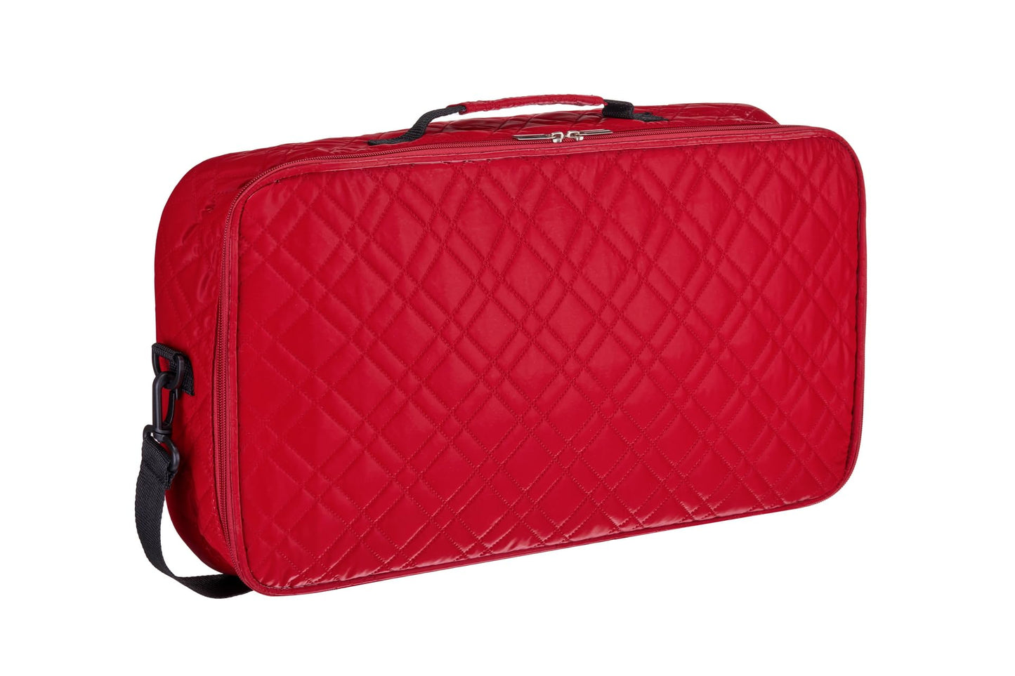 American Mahjong Set “Red" - Quilted PU Leather Carrying Bag with Shoulder Strap & Handles, All-in-One Tile Racks with Pushers, 166 Engraved Tiles
