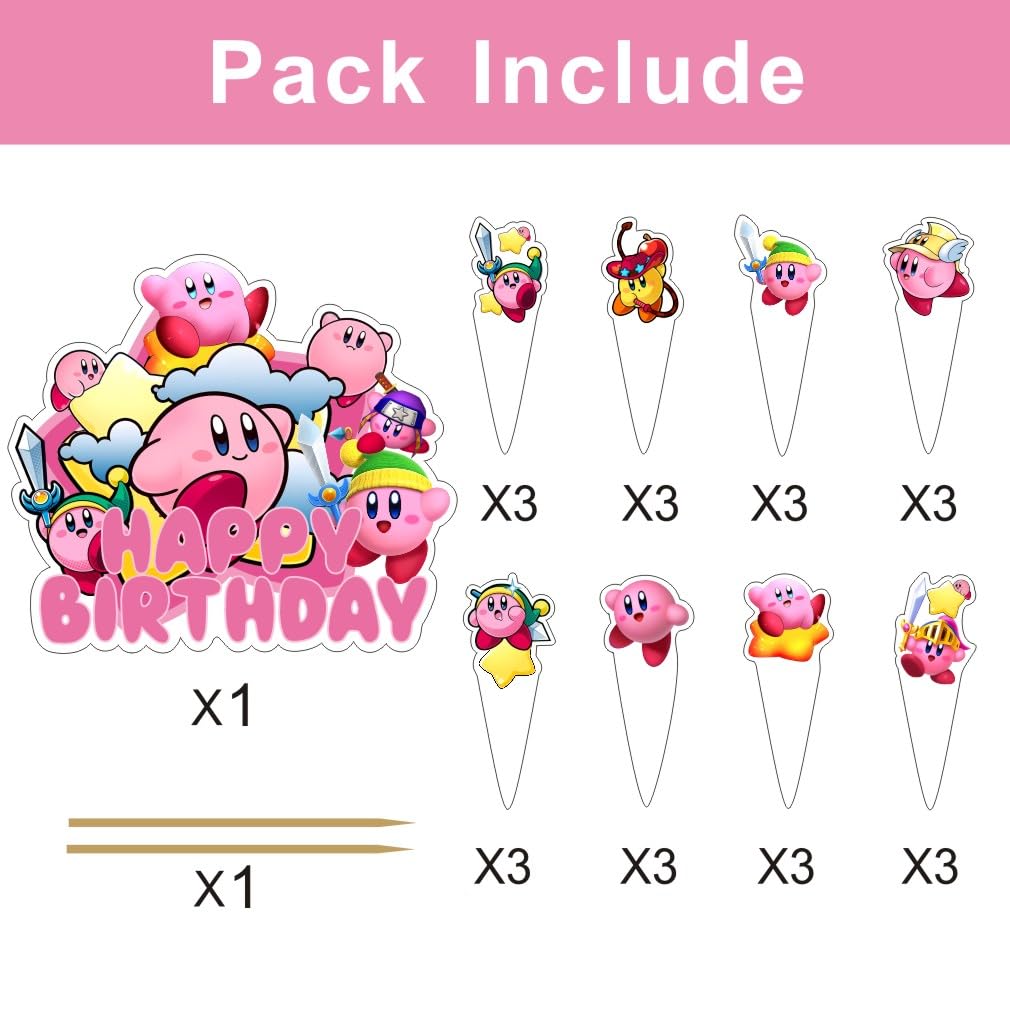 25pcs Star Cake Decorations with 1pcs Cake Topper, 24pcs Cupcake Toppers for Star Birthday Party Supplies