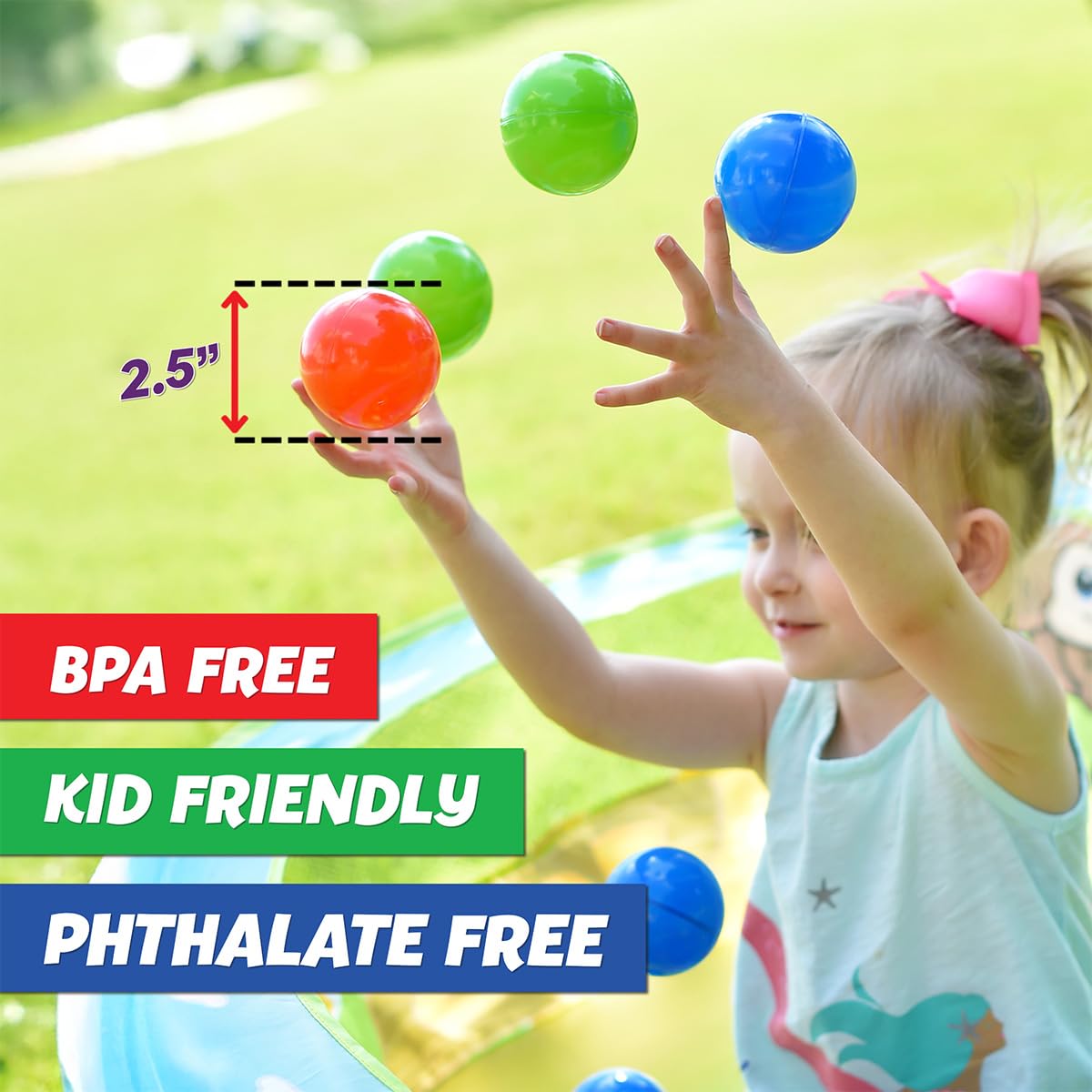 100 Count Multi Colored Play Balls - BPA Free, Crush Proof, Storage Bag