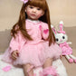 Angelbaby Doll 24 inch Adorable Reborn Toddler Girl with Long Hair That Looks Real Reborn Silicone Baby Dolls Cuddle Toys for Children Doll Sets (Pink