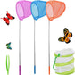 SEISSO Telescopic Butterfly Nets for Kids 3 Packs, Outdoor Explorer Catching Kits Including Catching Nets/Insect Mesh Cage/Tweezer,Great for Catching