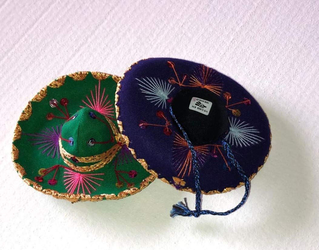 Set of 12 Mini Charro Hats, Party Decorations,6"Diameter, Mix Colors