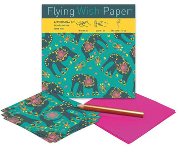 Flying Wish Paper Elephants, Write it, Light it, Watch it Fly - Perfect Little Gift Wish Paper - 5" x 5" - Whimsical Mini Kit