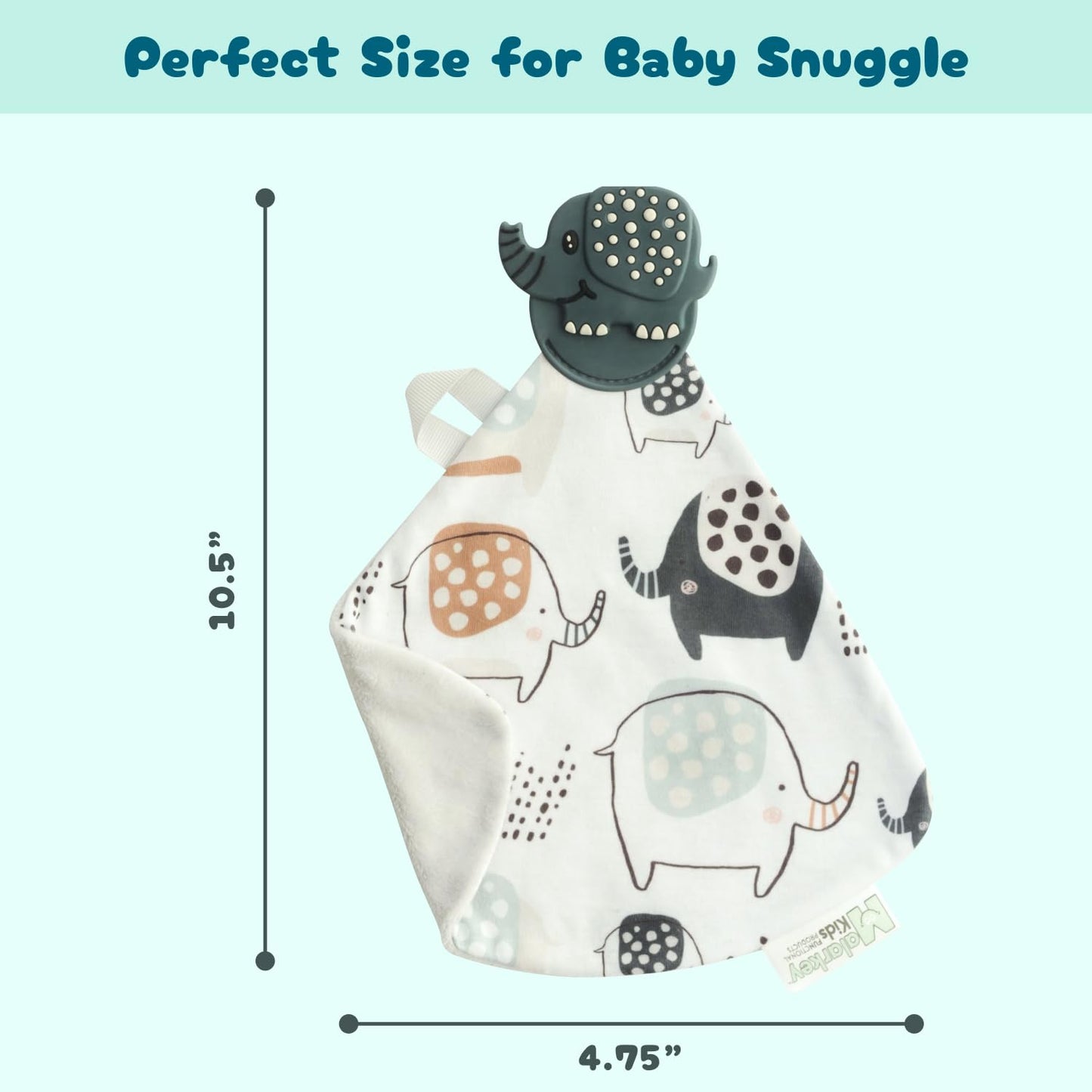 Malarkey Kids Munch-It Blanket: Teether and Cozy Blanket Combo for Teething Babies - Soothe, Snuggle, and Relieve Discomfort! (Earnest Elephant)