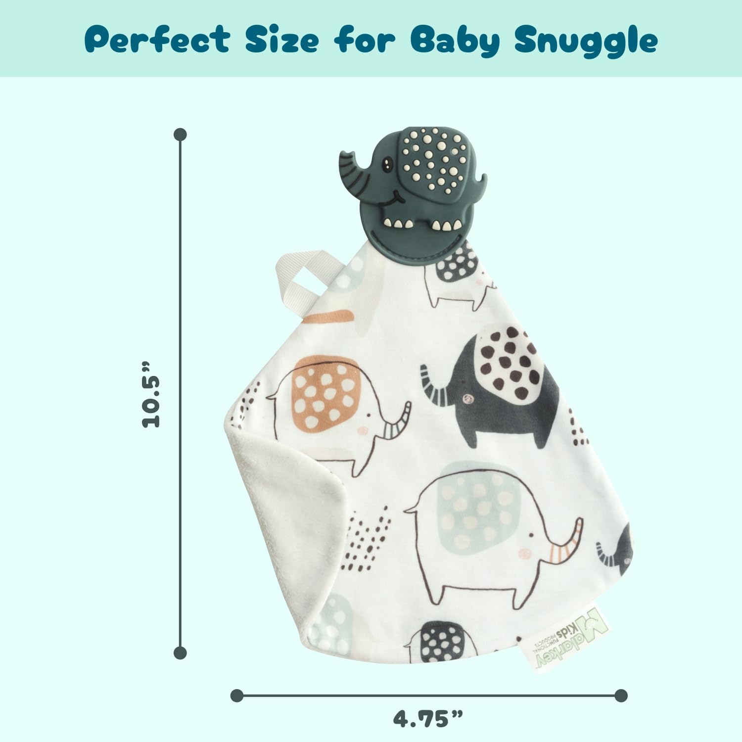 Malarkey Kids Munch-It Blanket: Teether and Cozy Blanket Combo for Teething Babies - Soothe, Snuggle, and Relieve Discomfort! (Earnest Elephant)