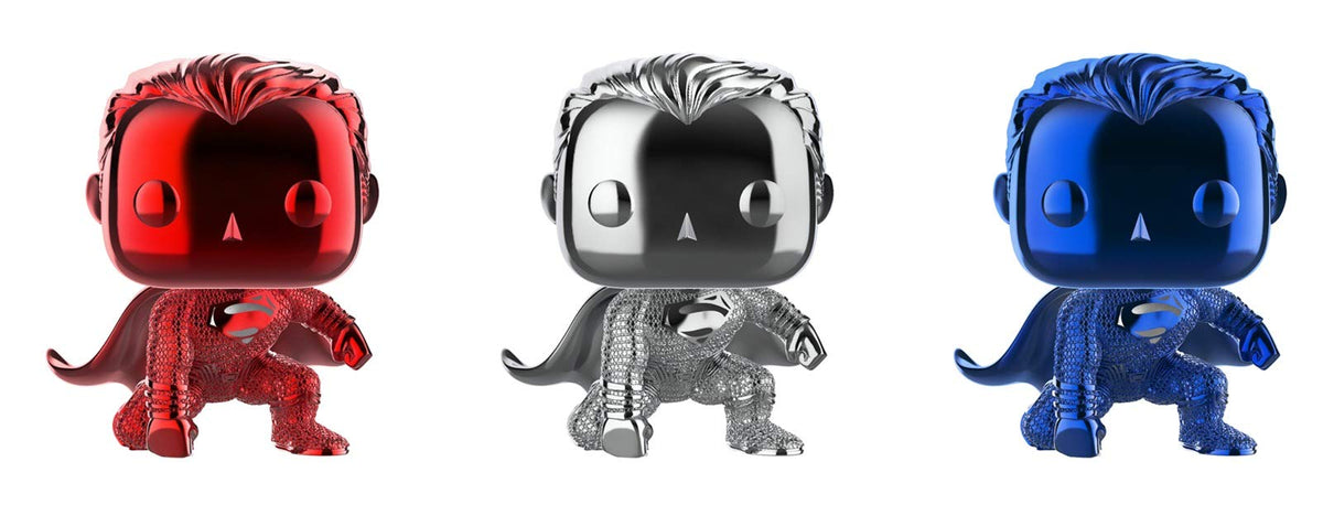 Funk Pop! DC Comics- Superman 3 Pack 2018 Fall Convention Exclusive Limited Edition Chrome