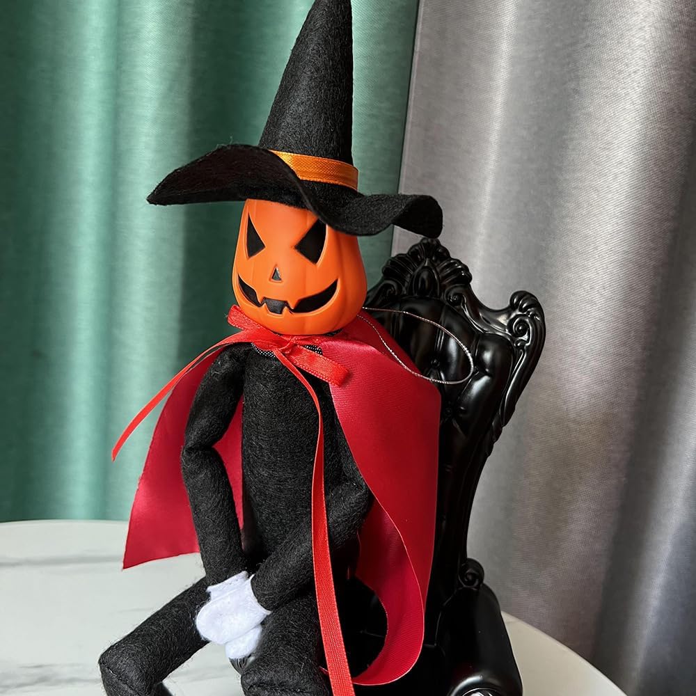 Rugwun 14Inch Halloween Pumpkin Elf Doll, Handmade Stuffed Ornament