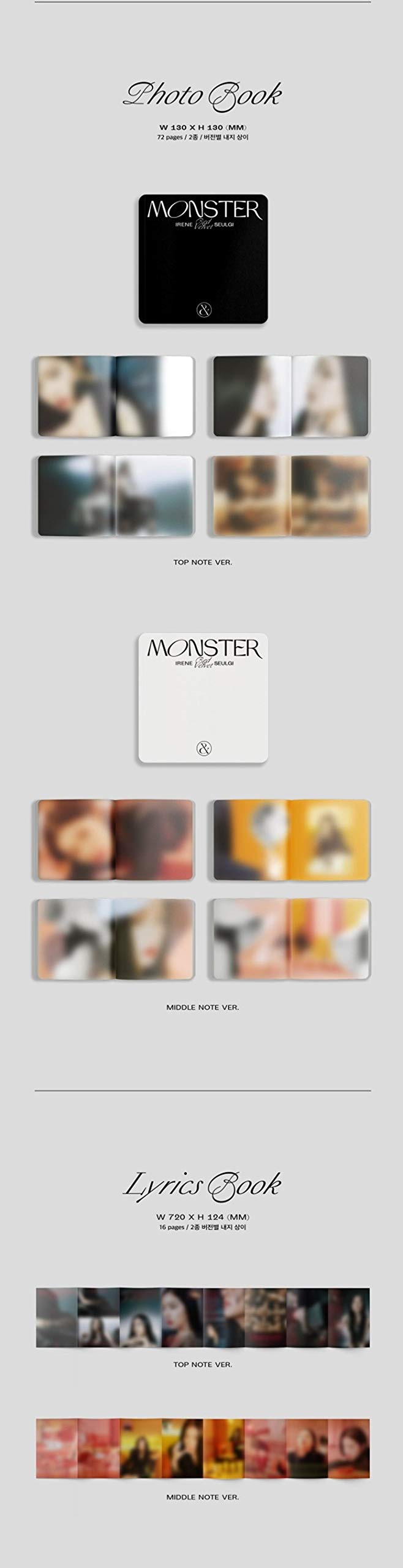 Red Velvet - Monster [Top Note+Middle Note ver. Full Set] (1st Mini Album) [Pre Order] 2CD+2Photobook+2Folded Poster+Others with Extra Decorative