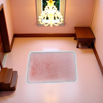 Pink Square Carpet, Miniature Fluffy Rug, Lightweight Dollhouse Decor for 1/12 Scale