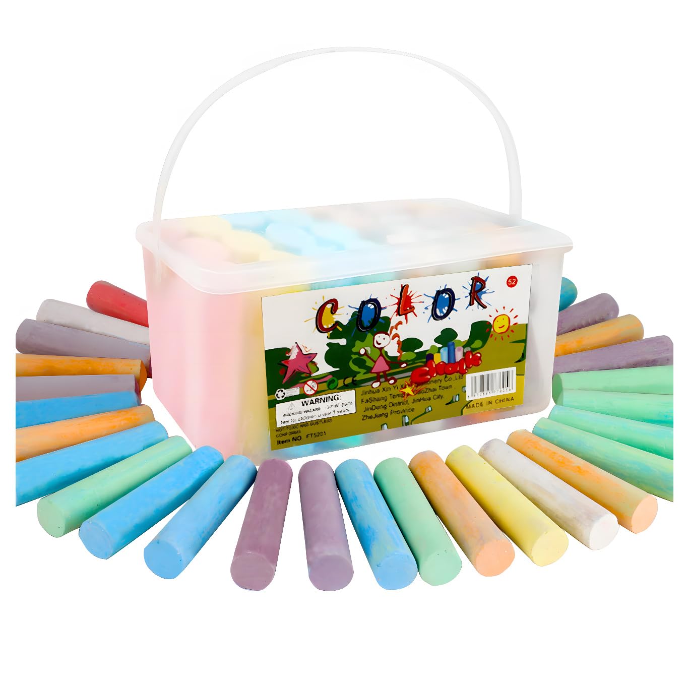 YFMJDK Washable Sidewalk Chalk - 52 Pieces 7 Colors Jumbo Non-Toxic Chalk For Kid and Adult, Paint on Classroom Chalkboard or Outdoor Playground, Good