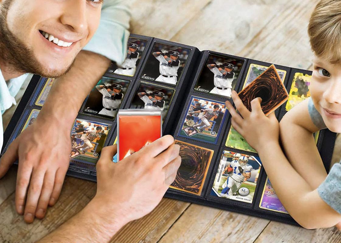 PKMLIFE Trading Card Binder Holder, 9 Pockets Collection Card Album Sleeves for Baseball Yugioh MTG Cards, Collectable Sports Card Binder Storage