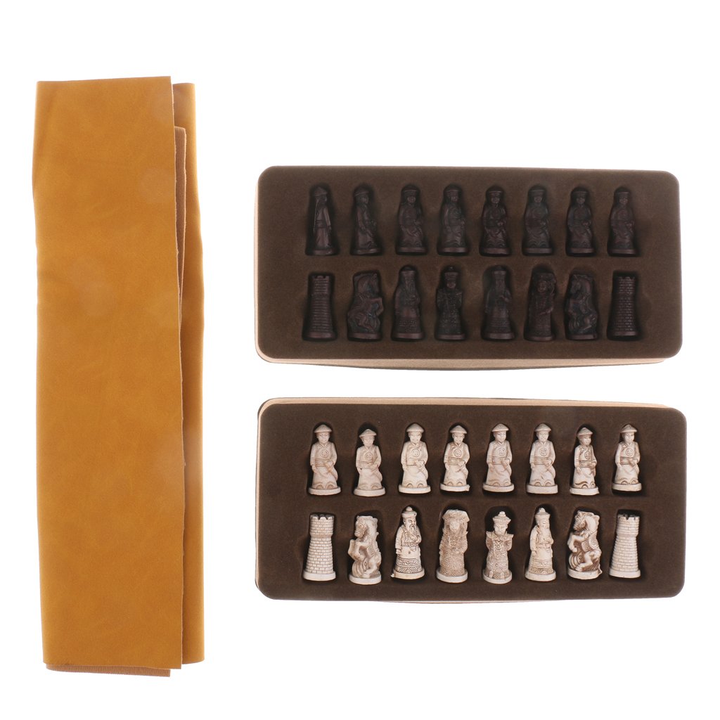 Baosity Chinese Chess Set with Resin Figurine Pieces, Foldable Board for Travel and Xiangqi Players