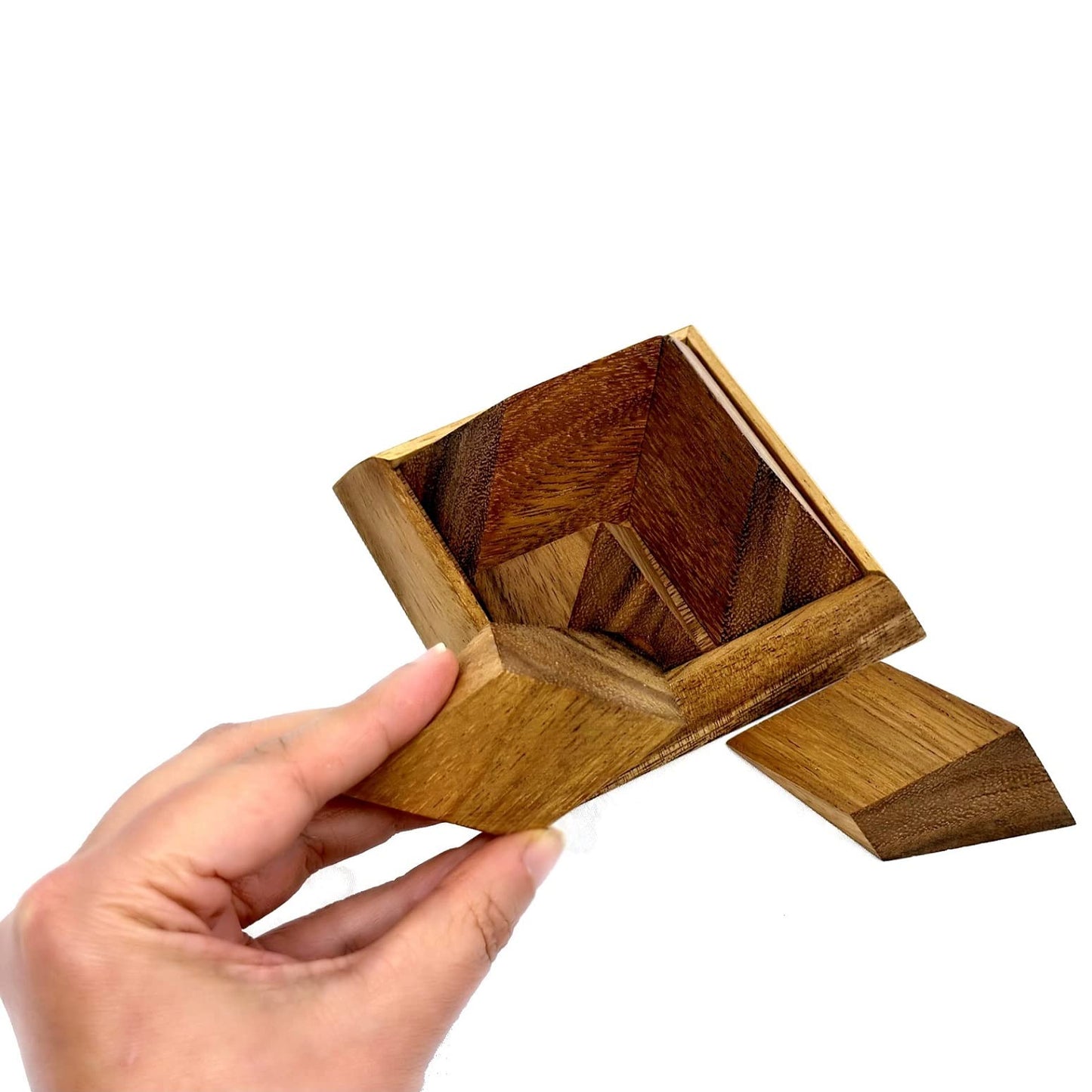 Triangle Pyramid 5 Pieces 3D Wooden IQ Brain Teaser Puzzle