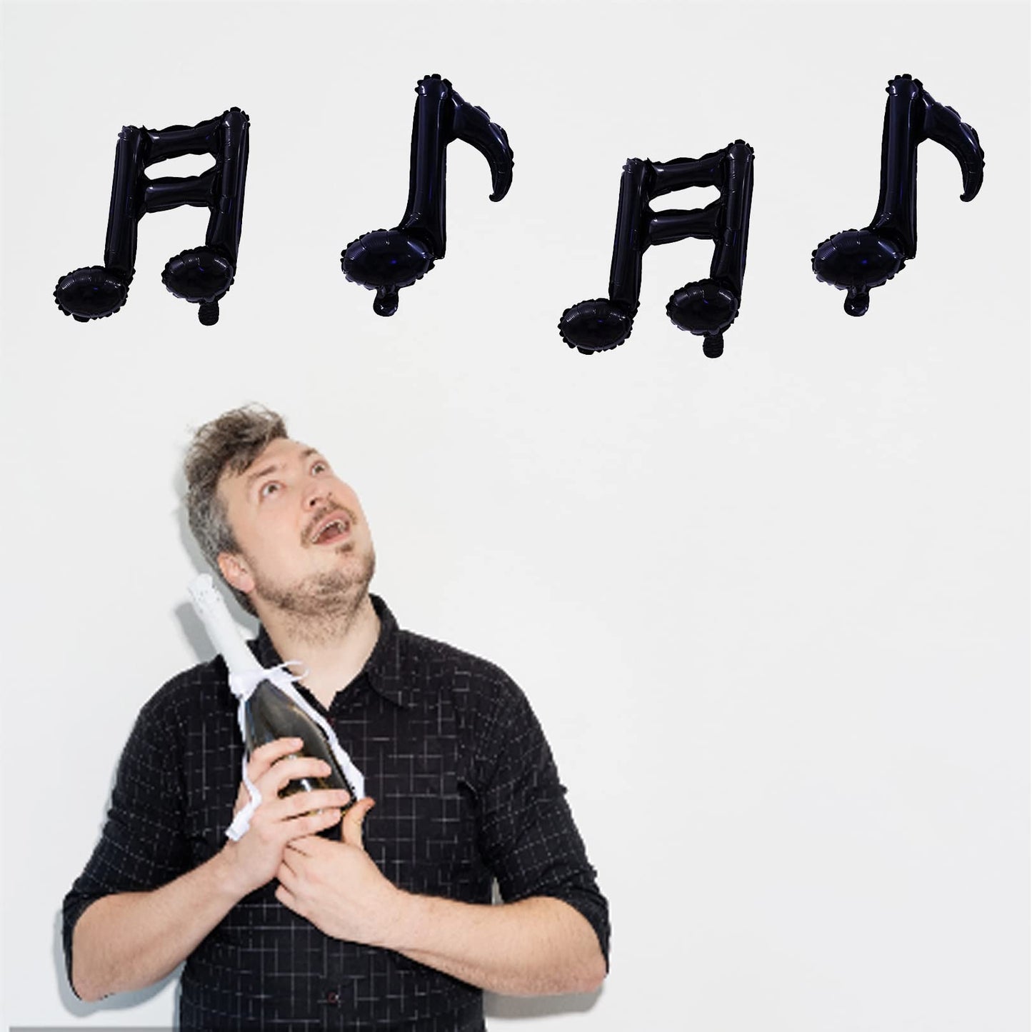 10 Pcs Music Note Black Balloon Mylar Balloons 17 Inch Happy Birthday Balloon Banner Music Balloons Use for birthday,birthday party,baby