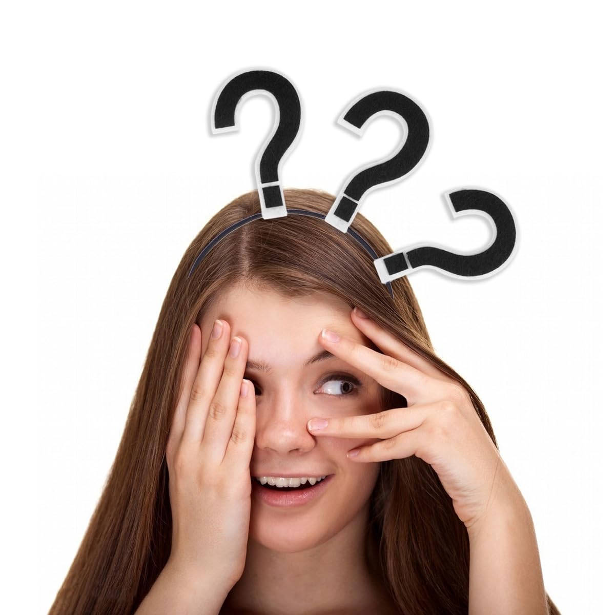 STOBOK Question Mark Headband Party Hair Hoop Novelty Headwear Hair Band Party hat Costume Favors Supplies (Black)