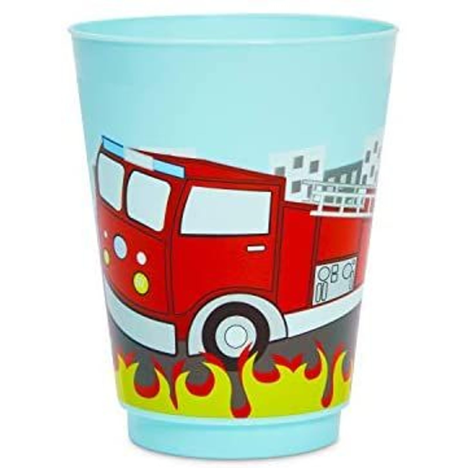 BLUE PANDA Plastic Fire Truck Cups for Kids - 16 Oz, Blue, Pack of 16 - Party Favor Cups for Fire Truck Theme, Reusable & Recyclable