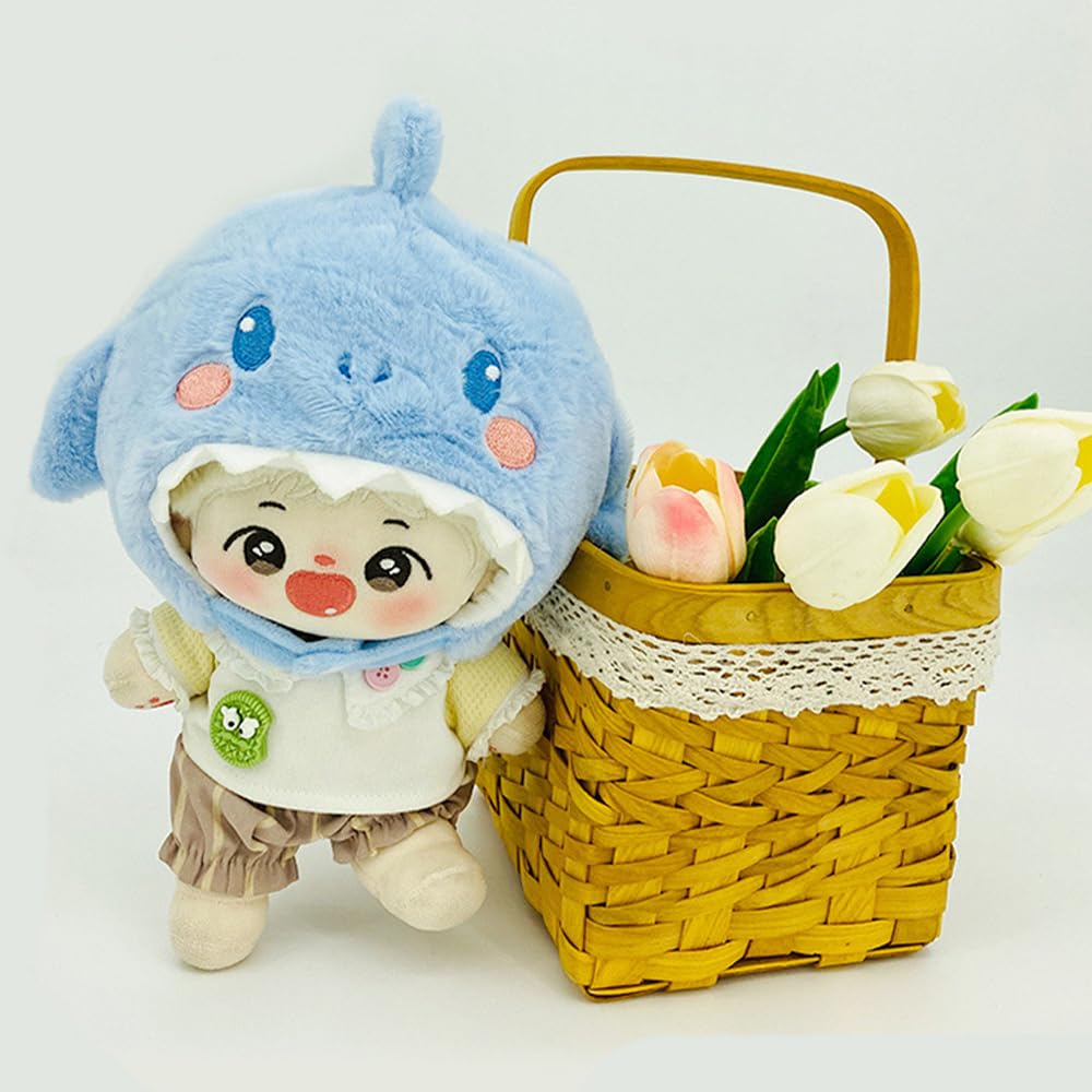 niannyyhouse 20cm Plush Doll Clothes Pink Pig Fox Frog Shark Hat Cartoon Animal Headgear 8in Doll Dress Up (a4)