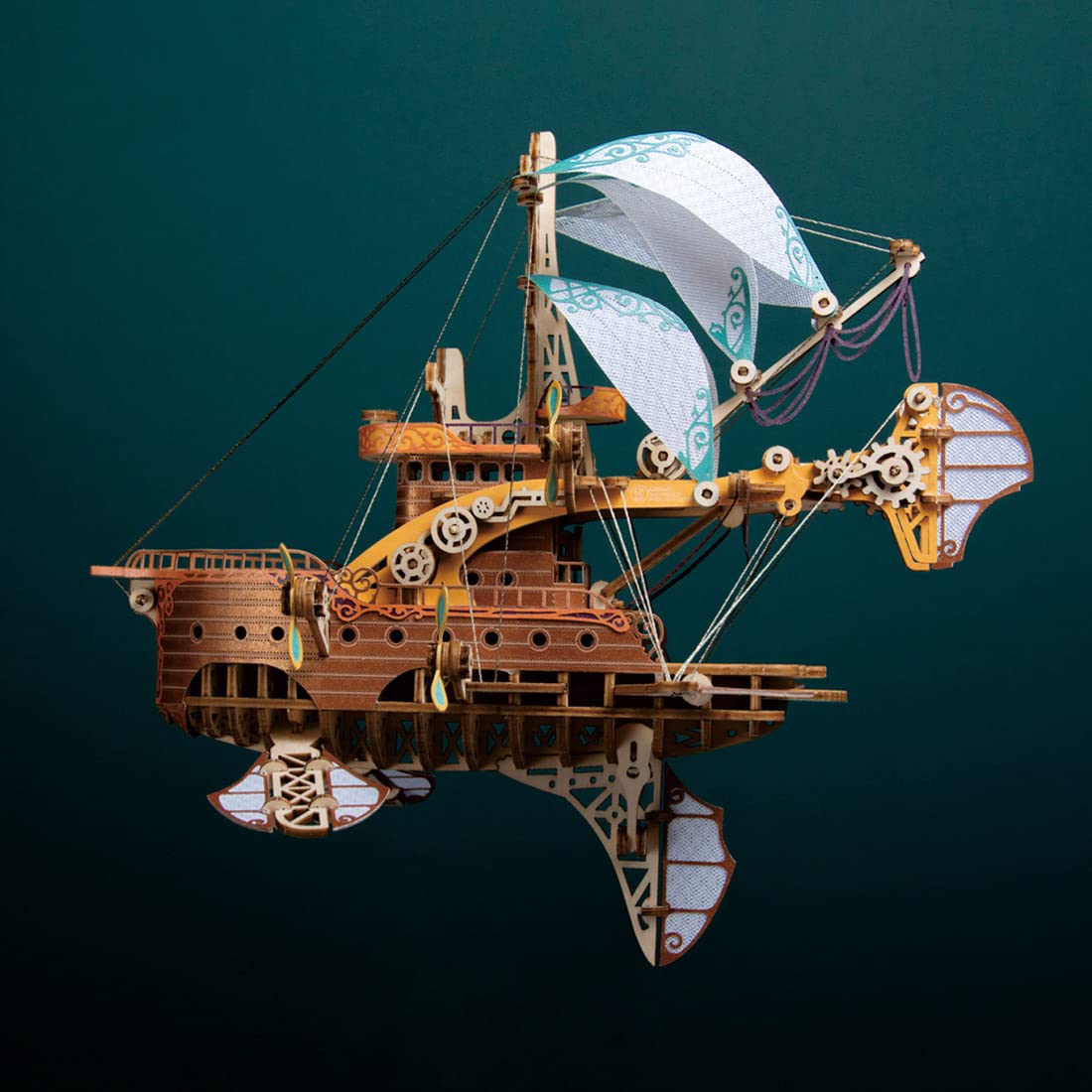 Keetopteep 3D Wooden Puzzles for Adults, DIY Fantasy Spaceship Wooden Puzzle Model Building Kits, 420pcs 3D Puzzles Model Educational Brain Teaser DIY