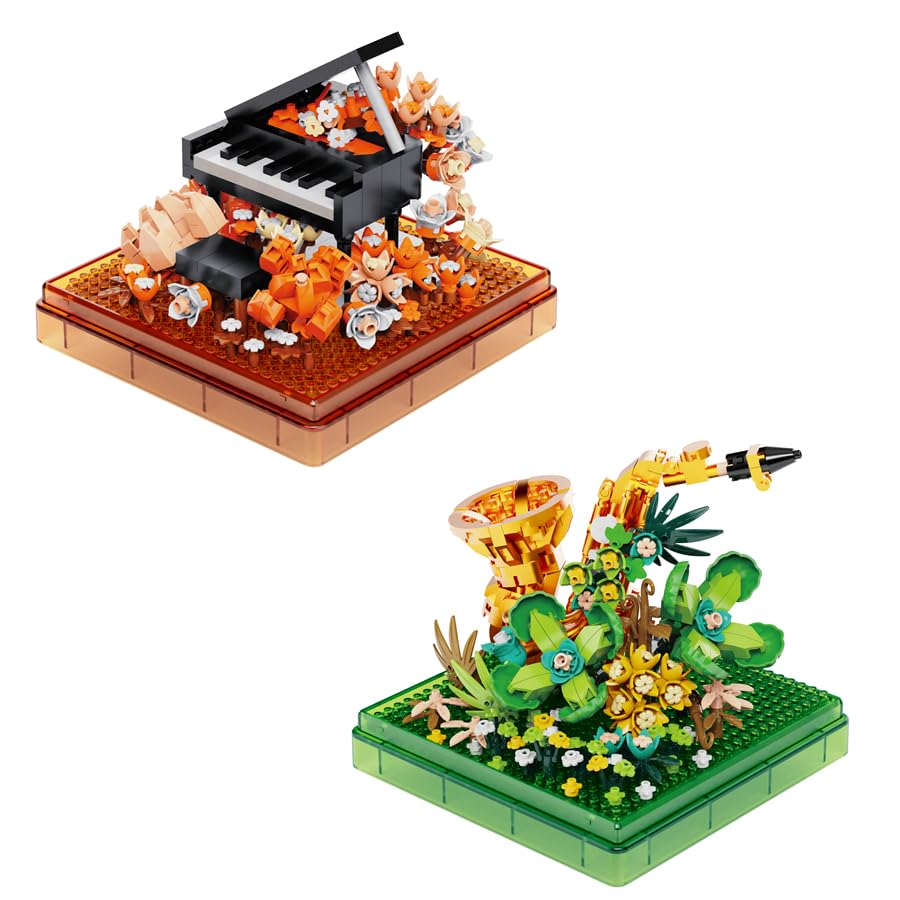 Kadablk Musical Instruments Micro Blocks Building Sets,Classical Famous Building Block Set,1500 PCS for Adults and Kids,Piano and Saxophone with Clear