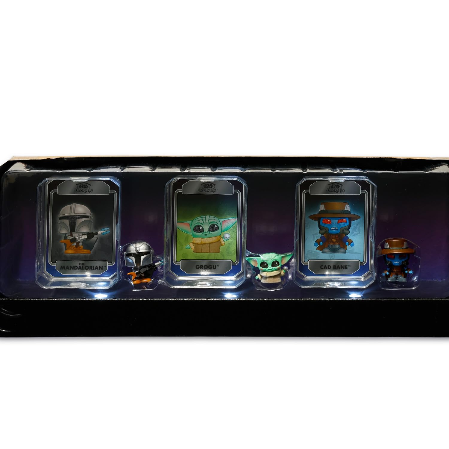 Star Wars Doorables Hyper Peek Set - Bundle with 2024 SDCC Exclusive 3 Doorables Mandalorian Mini Figures with Trading Cards Plus Stickers, More |