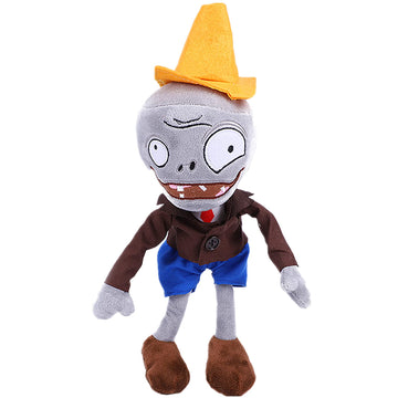 12" 1 PCS PVZ Plant and Zombies Plush Brown Coat Toys Stuffed Soft Doll Roadblock Conehead Zombie New